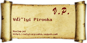 Vályi Piroska névjegykártya